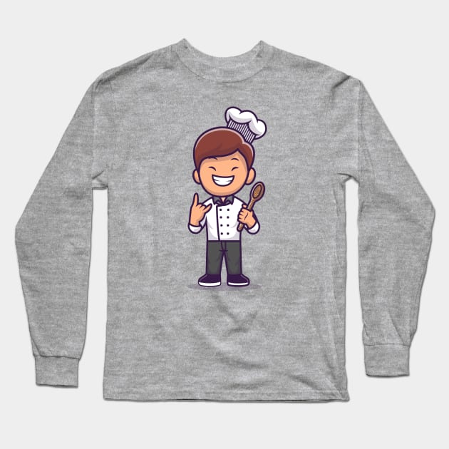 Man Chef Cooking Long Sleeve T-Shirt by Catalyst Labs